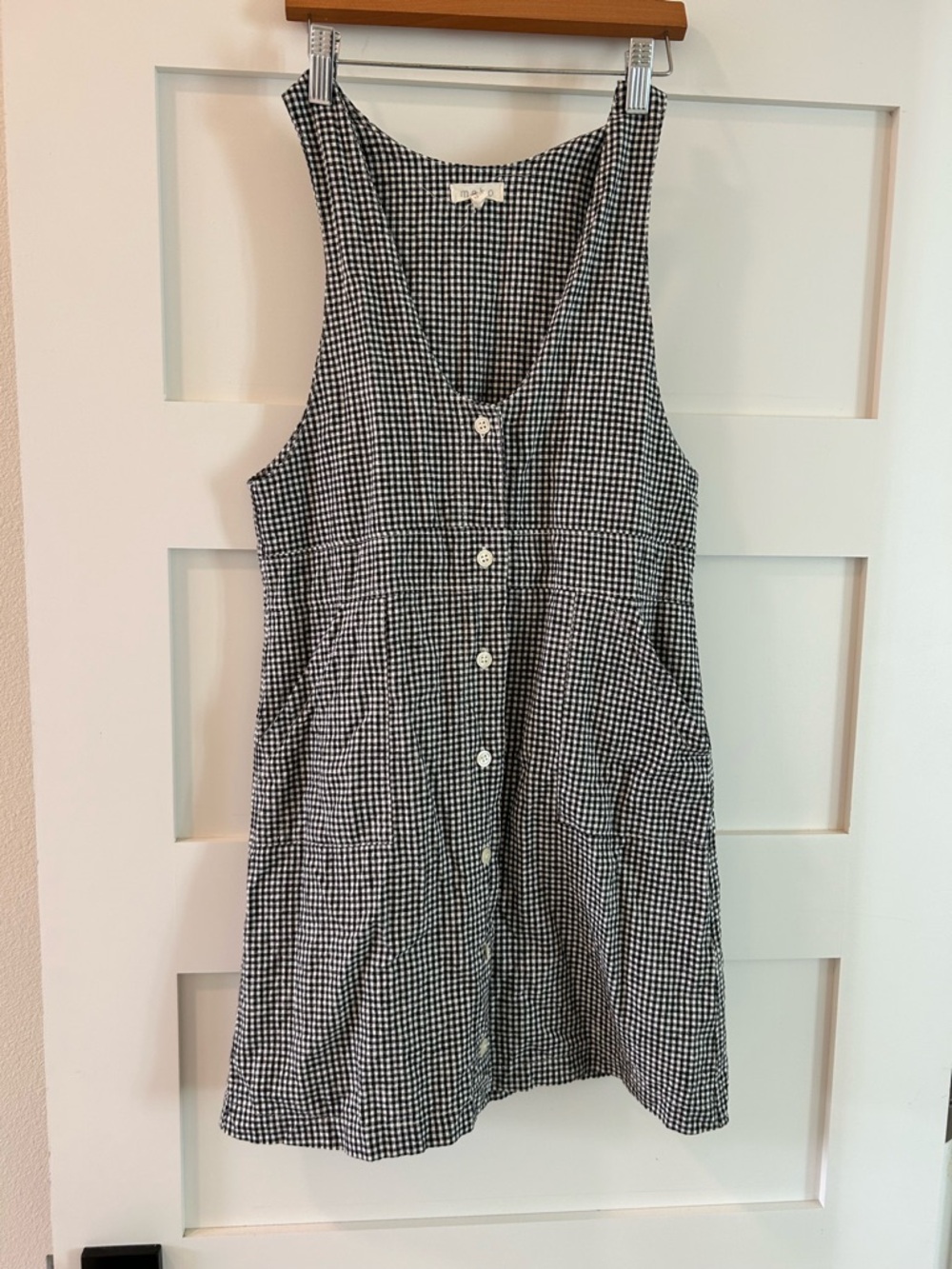 Mabo Girls Black & White Gingham Button-Front Casual Dress